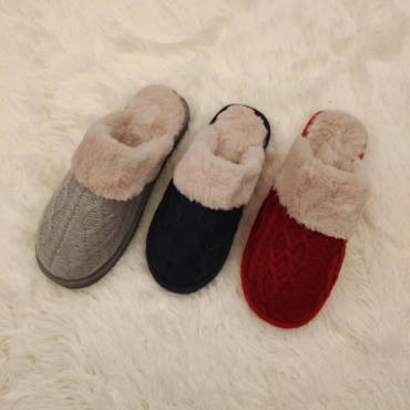 Factory wholesale ladies indoor slippers breathable warm soft knitting upper cemented outsole style. (5)