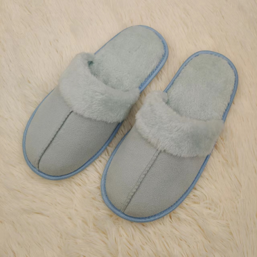 Classic fashionable comfortable and fancy ladies indoor slippers suede fabric upper side binding outsole style. (2)